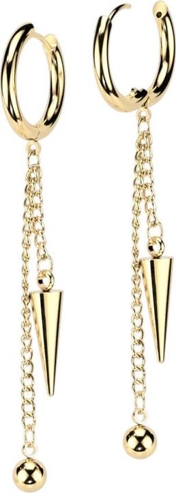 Image du produit Star Piercing Boucles d'oreilles plaquées or Chaînes avec boule et cône (sans laiton, Acier chirurgical 316L)