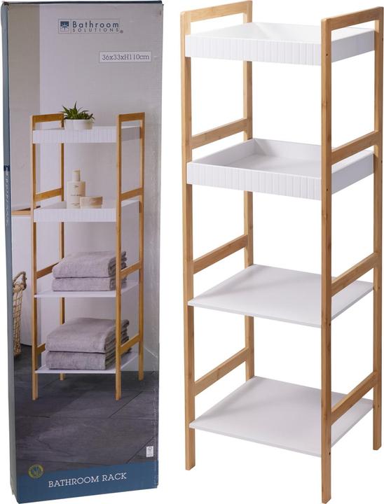 Produktbild Mojawo Bambus Badezimmerregal Badregal Wandregal Regal 4 Etagen 36x30x110cm (36 x 30 x 110 cm)