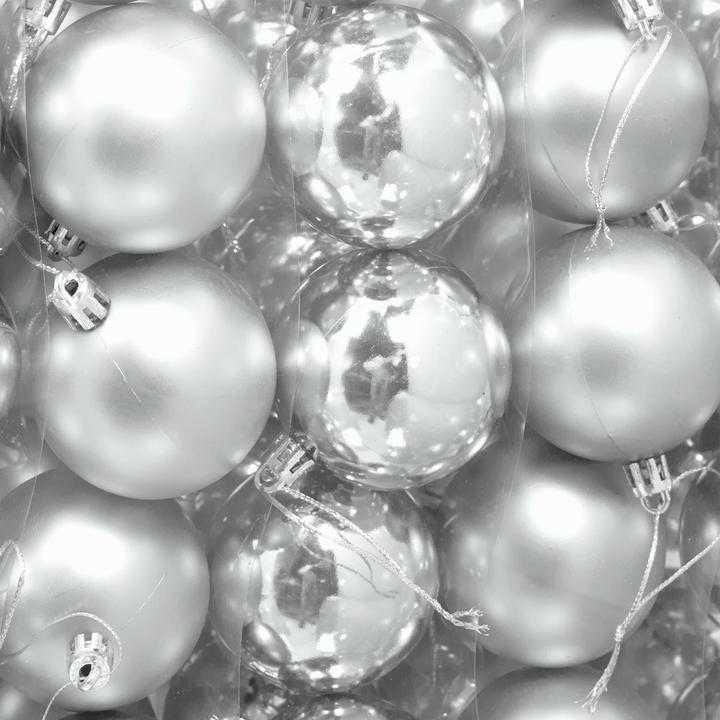 Actual product image Relaxdays - Weihnachtskugeln 100er Set, Silber/ Silber, 7 x 6 cm (100 -part)