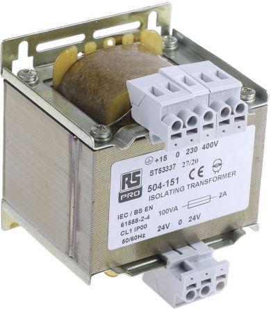 Produktbild RS PRO Steuertransformator isoliert 100VA 24V