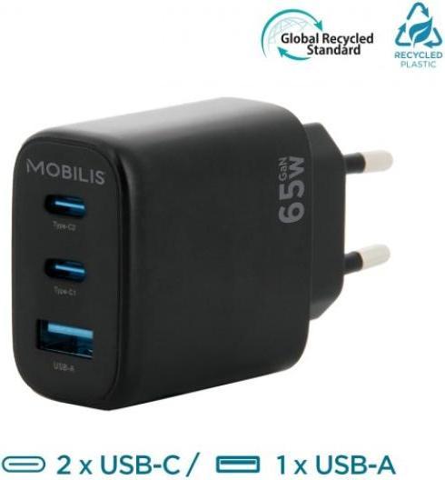 Produktbild Mobilis Wall Charger 65W 2 USB C 1 USB A GaN (65 W, 3 Ports)
