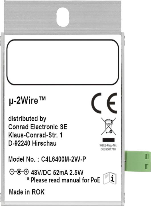 Produktbild Renkforce RF-3684874 Netzwerkverlängerung 2-Draht Reichweite (max.): 300m 2 St. 200MBit/s mit PoE-F