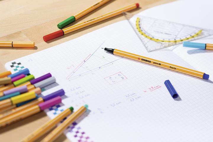 Produktbild STABILO point 88 Fineliner (Rot, Grün, Lila, Schwarz, Blau, Violett, 6 x)
