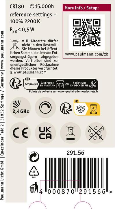 Produktbild Paulmann AGL Zigbee Filament (E27, 6 W, 470 lm, 1 x, G)