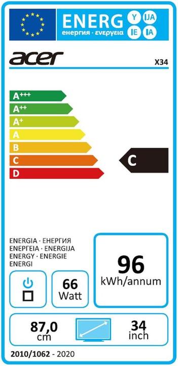 Energie-Label Acer Predator X34P (3440 x 1440 Pixel, 34")
