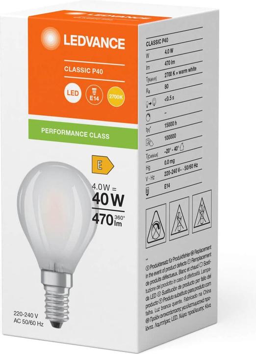 Actual product image Ledvance LED drop lamp (E14, 4 W, 470 lm, 1 x, E)