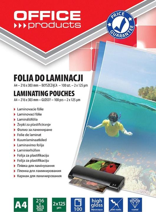 Office Products Folie zum Laminieren, A4, 2x125 Mikron, glänzend, 100 Stk., transparent (A4, 100 Stück, 250 µm)