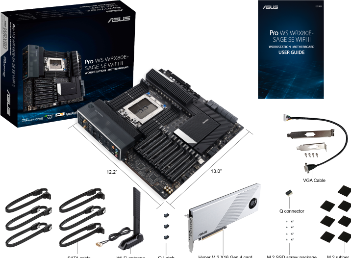 Produktbild ASUS Pro Ws Wrx80e-Sage Se Wifi Ii (sWRX8, AMD WRX80, E-ATX)