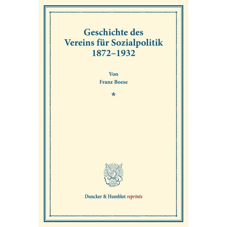 Geschichte des Vereins für Sozialpolitik 1872-1932, Fachbücher von Franz Boese
