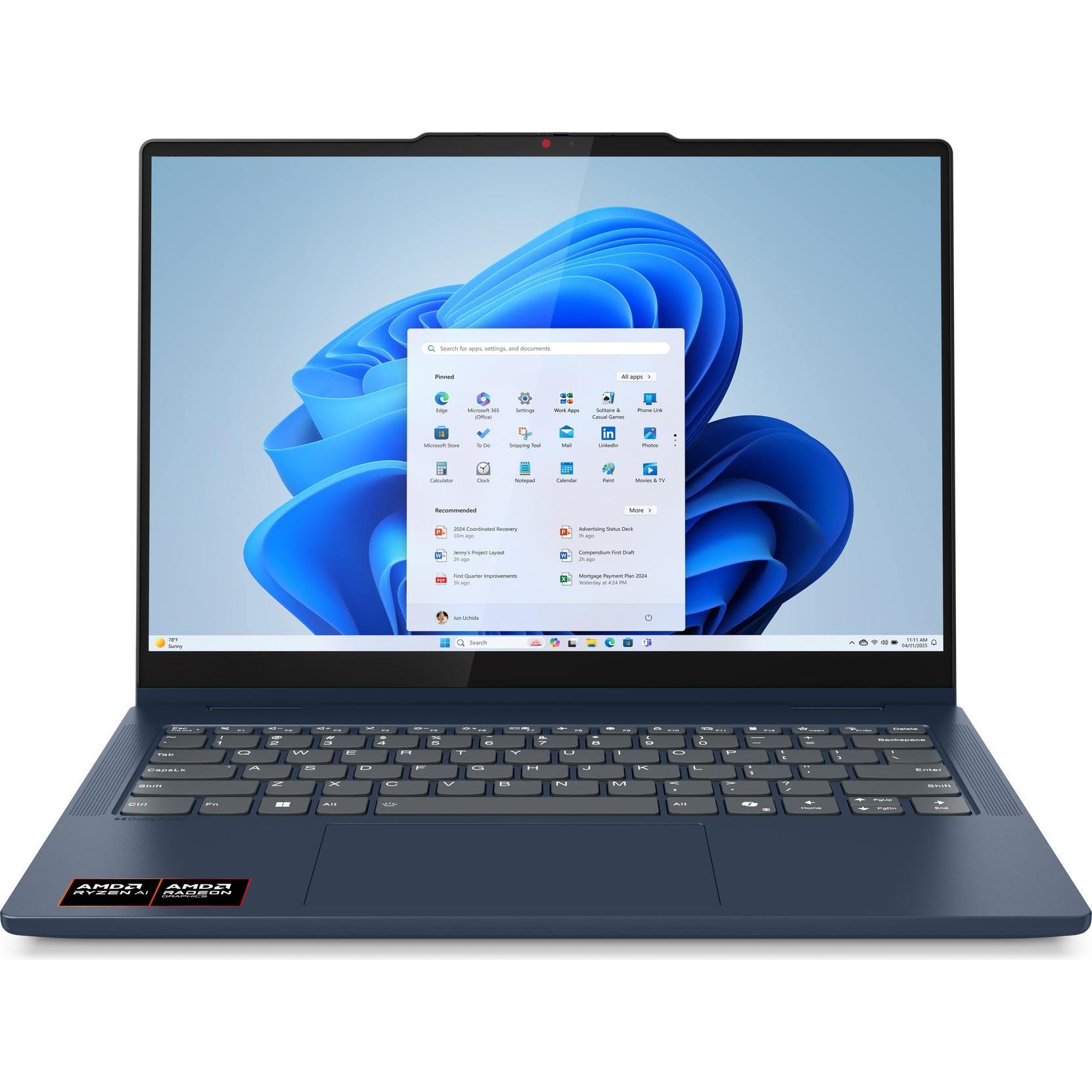 Lenovo IdeaPad 5 2-in-1 83KT004RGE (14", 1000 GB, 16 GB, DE, AMD Ryzen AI 7 350), Notebook, Blau