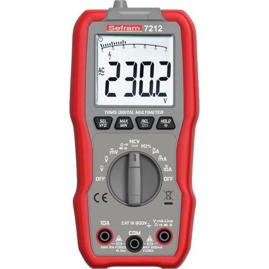 Sefram, Multimetro, Multimetro digitale True-RMS, 600V, 10MHz, 60MOhm (CAT III 600V)