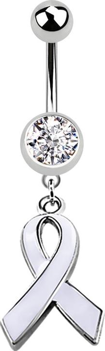 Immagine prodotto Star Piercing Banana argento con due sfere di cristallo e fiocco bianco (Acciaio chirurgico 316L, senza ottone)