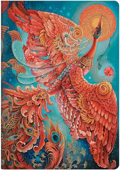 Actual product image Paperblanks Notebook "Glücksvögel" A4, lined, blue / red (A4, Lined, Soft cover)