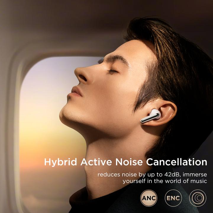 Actual product image Joyroom Funpods JR-FN1 wireless in-ear TWS Bluetooth 5.4 ANC ENC headphones - white (ANC, 7 h, Wireless)