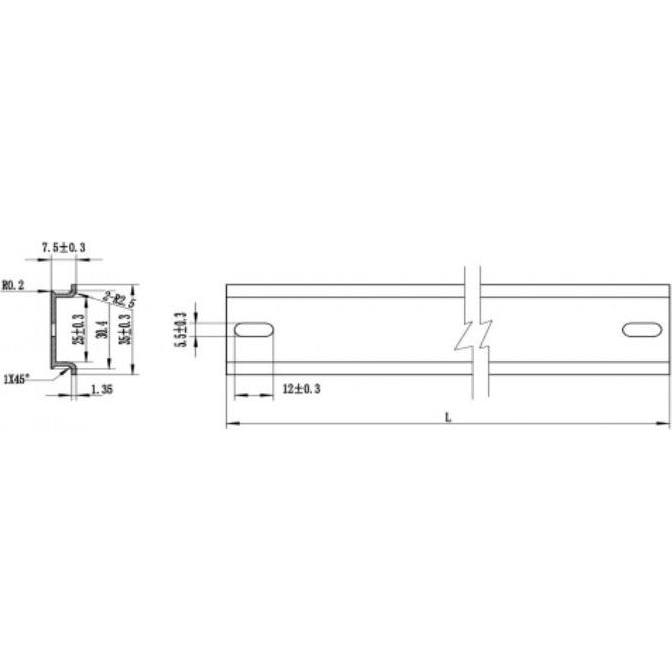 Thumbnail - Delock Hutschiene 35 x 7,5 mm, 25cm aus Aluminium, Serverschrank Zubehör, Silber