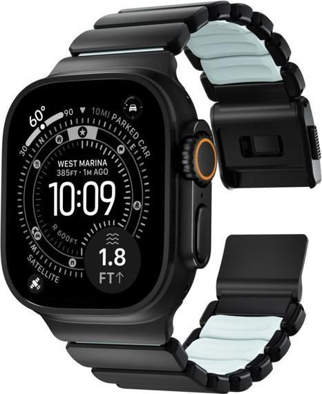 Actual product image Nomad Stratos Band Titanium Black 49mm Icy Blue Glow (FKM, Titanium)