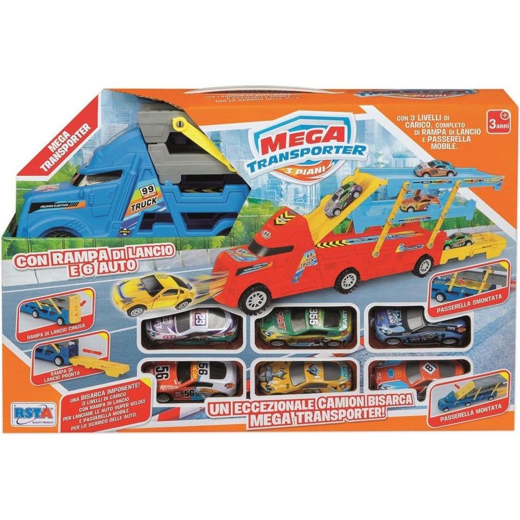 Rs Toys Mega Transporter Truck With 6 Metal Cars