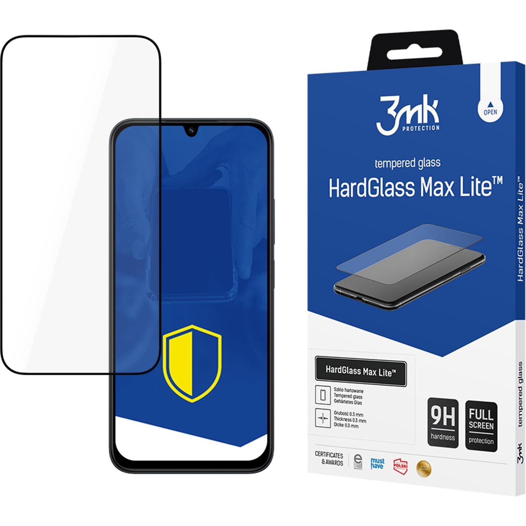 3MK HardGlass Max Lite Schwarzes gehärtetes Glas für Xiaomi Redmi Note 15 Pro (Xiaomi Redmi Note 15), Pellicola protettiva smartphone, Nero