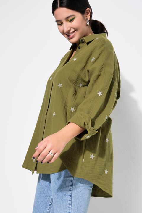 Image du produit Studio Untold Chemisier oversized en mousseline. Manches longues, broderie (46, 48)
