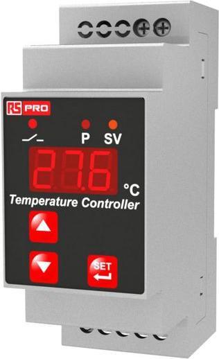 Produktbild RS PRO Zweipunkt-Temperaturregler DIN-Hutschiene, 1 x Relais Ausgang/ 2-adrig PT100 Eingang, 24 V, 8
