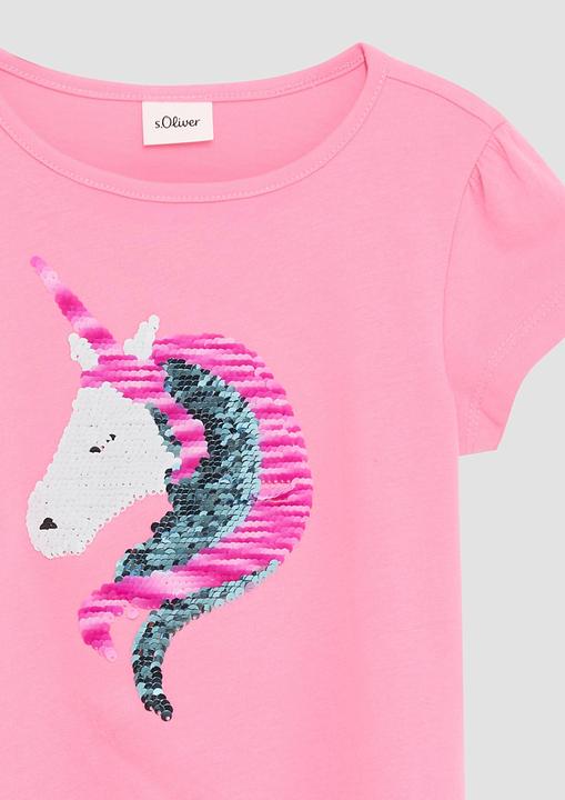 Produktbild S.Oliver T-Shirt Baumwollshirt in A-Shape mit Wendepailletten (140)
