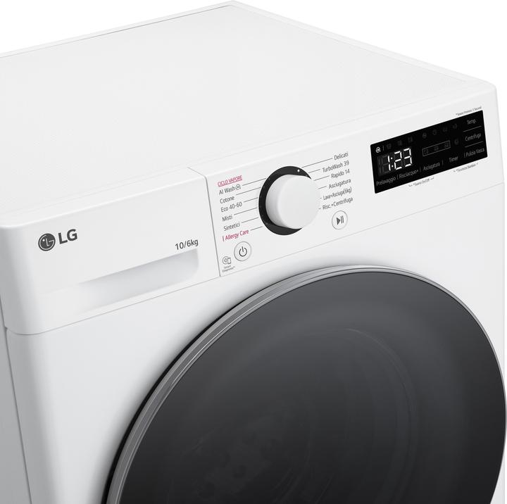 Image du produit LG D4R5010TSWSWS laveuse-sécheuse 10/6kg AI DD, R5 Series Class D, 1400 rpm, TurboWash 360, Steam, Eco