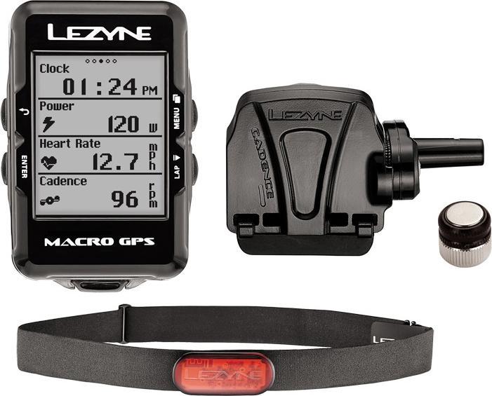 Lezyne Macro GPS Fahrradcomputer mit Herzfrequenzmessgerät und Speed Cadence Sensor