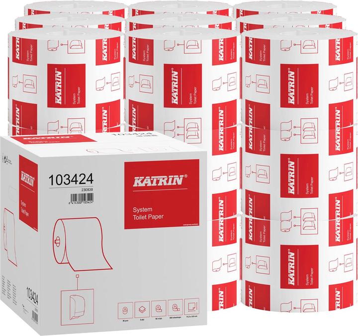 Produktbild Katrin Toilettenpapier Classic System ECO 2-lagig Tissue weiss Karton mit 36 R... (36 x)