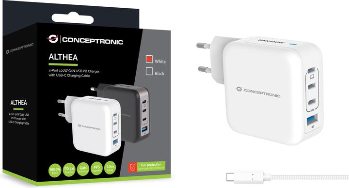 Produktbild Conceptronic Ladegerät 4Port 100W,3xUSB-C,3-in-1 USB-A PD ws (100 W, 4 Ports)
