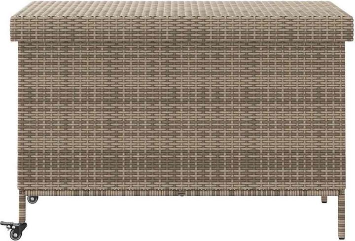 Actual product image vidaXL Garden chest with castors Grey 110x55x73 cm Poly rattan garden cushion box