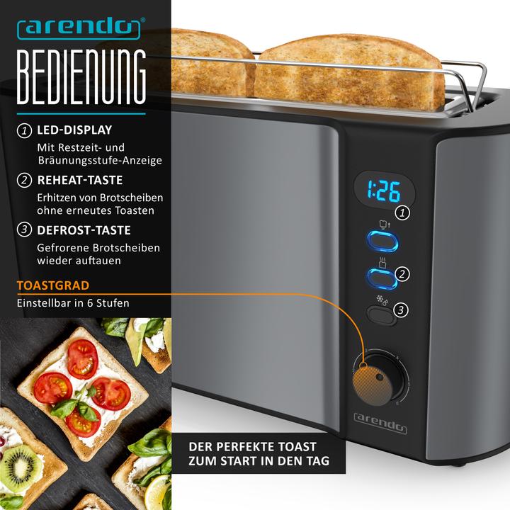 Produktbild Arendo Frühstücks Set, Wasserkocher 1,5l Temperaturwahl, 2-Scheiben Toaster & Eierkocher für 3 Eier, Grau