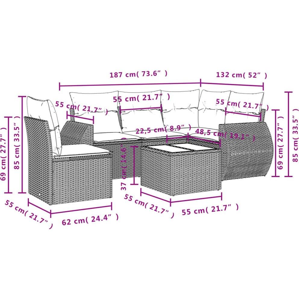 Thumbnail - VidaXL, Gartenlounge, 10-tlg. Garten-Lounge-Set mit Kissen