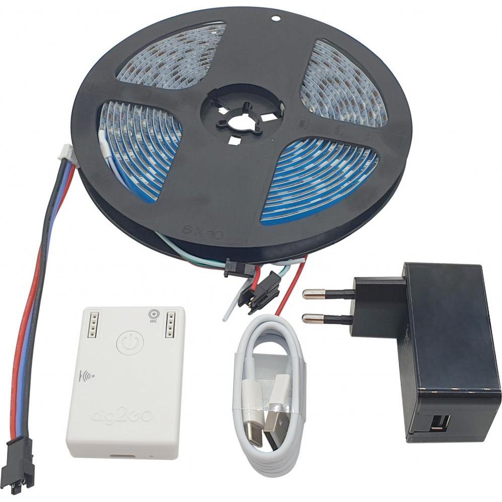 Synergy 21 QuinLED dig2GO portable DIGITAL LED Bundle Controller di potenza + alimentatore + striscia RGBW (5M), Luce continua, Multicolore