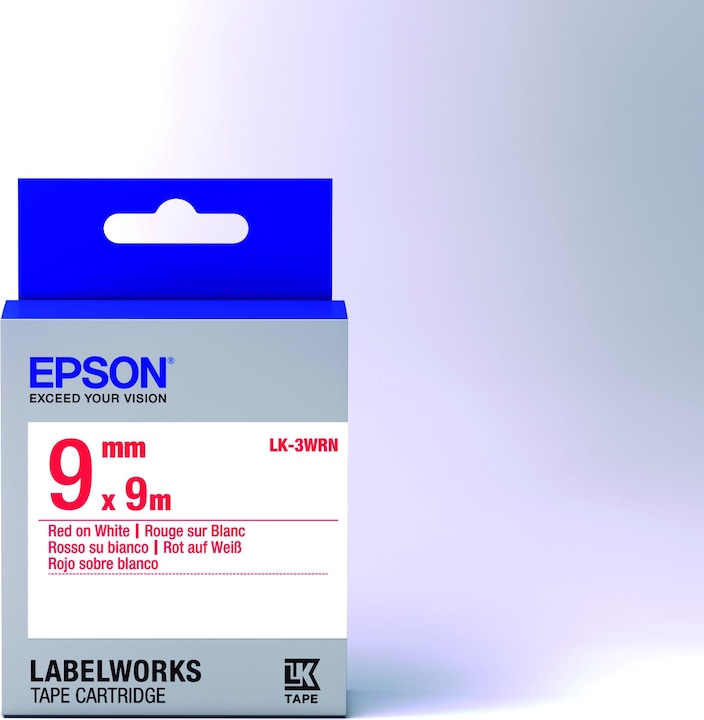 Actual product image Epson Label Cassette Lk-3wrn (0.90 cm, Red)