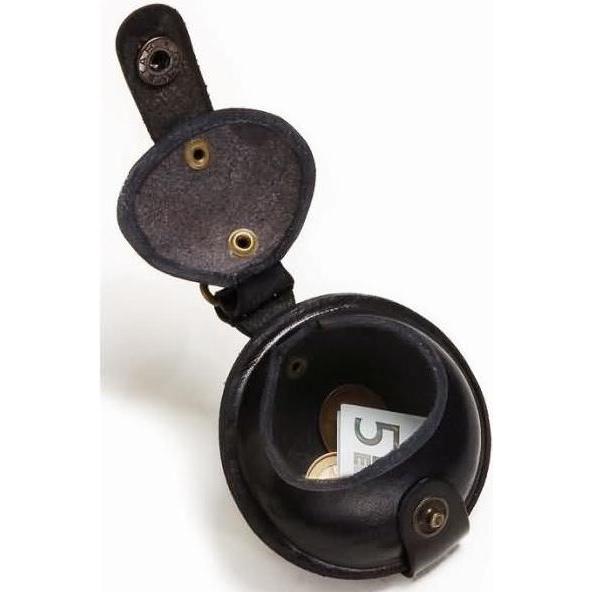Mika, Portemonnaie, Schlüsselanhänger / Kleingeldbörse klein Sattelleder 7cm schwarz, Schwarz