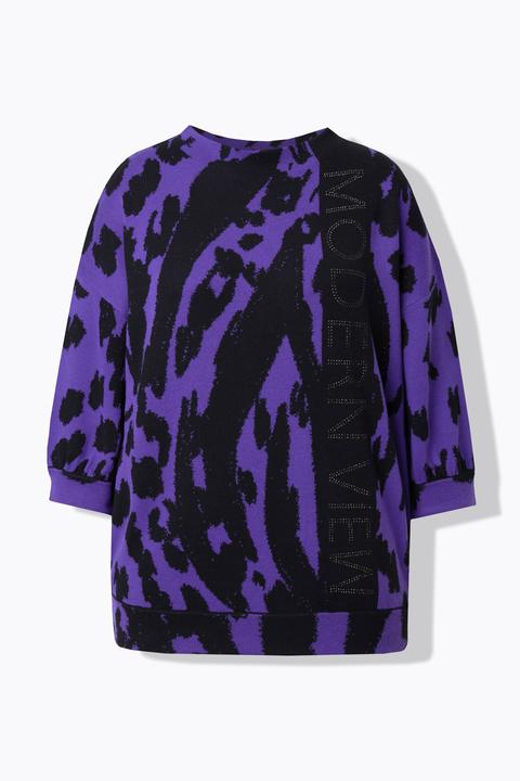 Produktbild Ulla Popken Jacquard-Pullover, Animal, Stehkragen, 3/4-Arm (58)