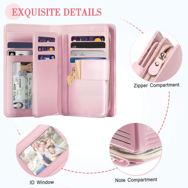 Produktbild Only-Bags.Store Ledergeldbörse Geldbörse mit vielen Fächern Brieftasche mit RFID-Schutz 18 Kartenfächer Geldbörsen