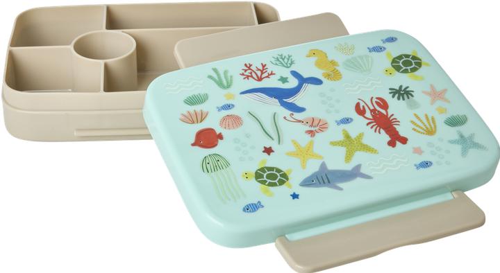 Actual product image Rice - Plastic Lunchbox with 6 Rooms - Blue Ocean Print - Blue