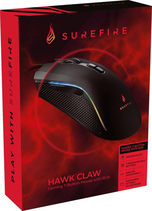 Actual product image SureFire Hawk Claw Gaming 7-Button Mouse with RGB (Cable)