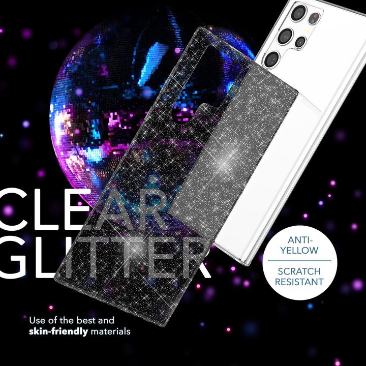 Actual product image Nalia Clear glitter silicone case with 2x screen protector (Samsung Galaxy S23 Ultra)
