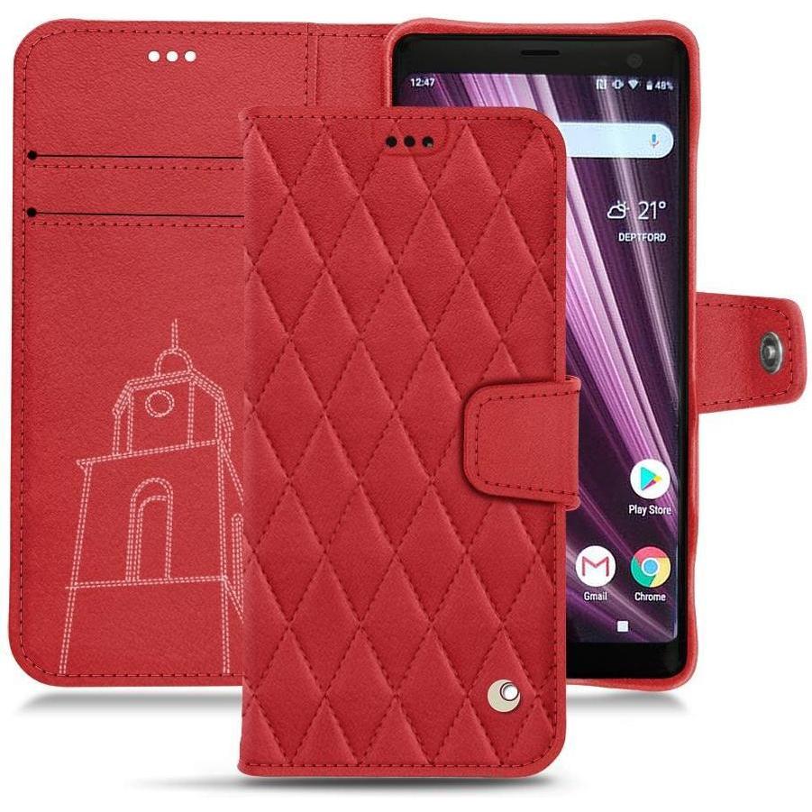 Noreve Lederschutzhülle Wallet (Sony Xperia XZ3), Smartphone Hülle, Rot