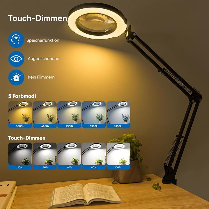 Produktbild Mandland Lupe mit Licht und Klemme