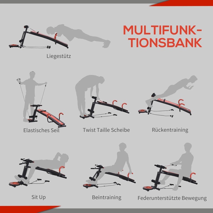 Produktbild Swisshandel24 Sit Up Bank Bauchtrainer Trainingsbank Fitnessbank Verstellbar Gepolstert mit Widerstand 120 kg Bela