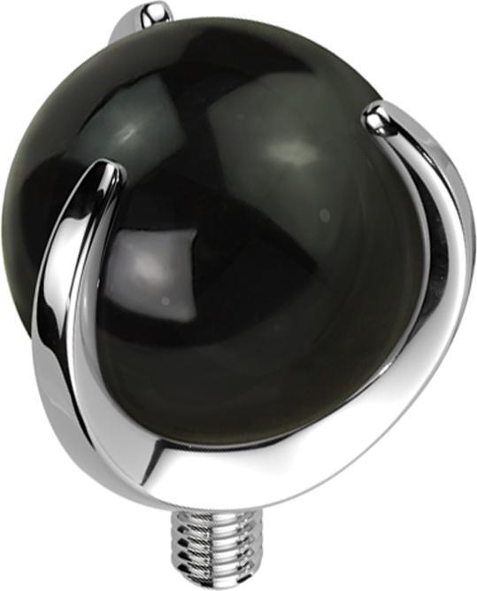 Produktbild Star Piercing Dermal Anchor silber Kugel Onyx Stein gefasst (Titan, Mineralisch, ohne Messing)