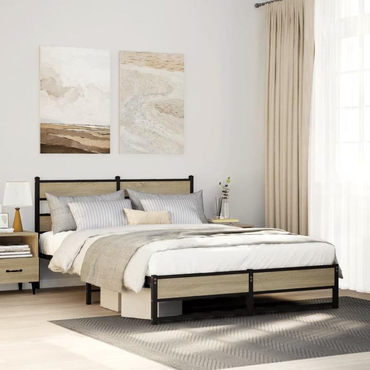 Produktbild VidaXL Metallbett Bett Lattenrost Doppelbett Bettgestell ohne Matratze 160x200cm (160 x 200 cm)
