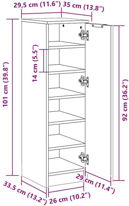 Produktbild vidaXL Schuhschrank (30 x 35 x 100 cm)