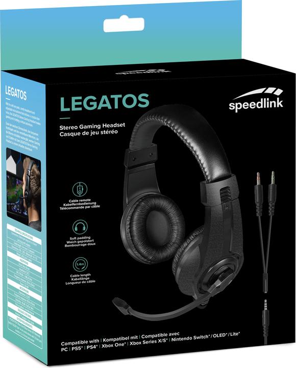Produktbild Speedlink LEGATOS Stereo Gaming Headset - for PC/PS5/PS4/Xbox Series X/S/Switch/OLED/Lite, black (Kabelgebunden)