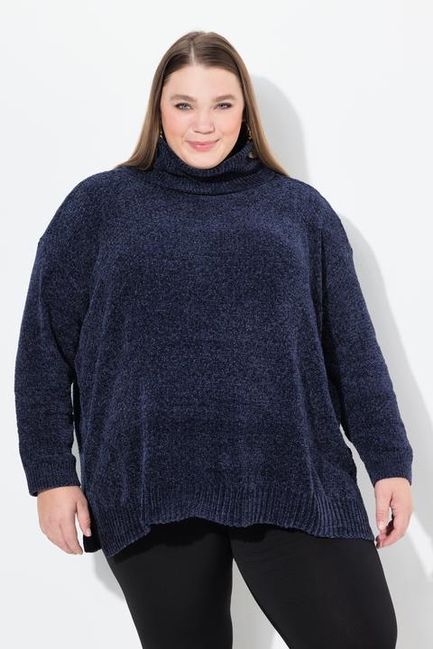 Image du produit Ulla Popken Pull oversize en maille chenille, col montant et manches longues (50, 52)