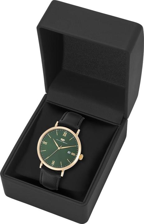 Actual product image Quartz watch Adelsmann genuine leather yellow gold - 34114 (Analogue wristwatch, 42 mm)