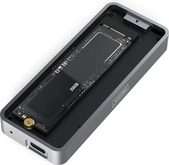 Actual product image Digitus USB M.2 hard disk enclosure, SSD, external, NVMe, 20Gbps, USB 3.2 Gen2x2, aluminum, incl. mounting (M.2 2230, M.2 2242, M.2 2260, M.2 2280)